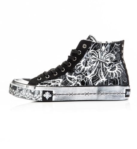 Affliction Unisex Hi-Top Sneakers Shoes, Skull Print, Men's Lace-Up High Top Shoes (Black (Skeleton), US Footwear Size System, Adult, Men, Numeric, Medium, 11)