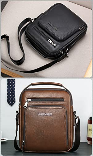 LuckyWin Bolsa tiracolo masculina de couro bolsa mensageiro bolsa de mão para o verão (Preto)