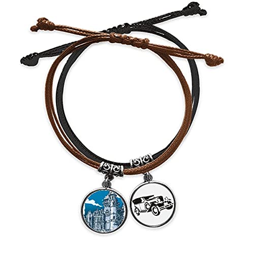 Bracelet chevalier europe en cuir et corde de style médiéval fait main