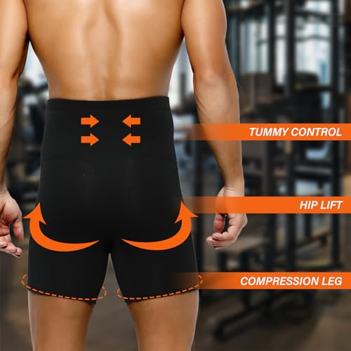 Arjen Kroos Men's Slimming Boxers High Waisted Compression Shapewear Underwear Tummy Control Boxer Briefs with Open Fly2