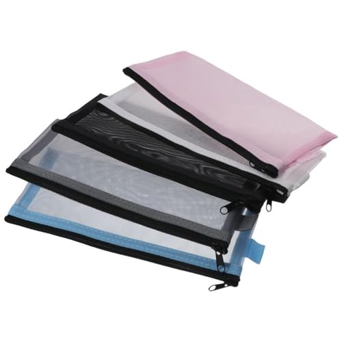 Image of 5Pcs 20.5 * 9mm 5-Colors Clear Multi-purpose Pouch Nylon Zipper Pen Storage Makeup Bag for Home Office Travel Supplies