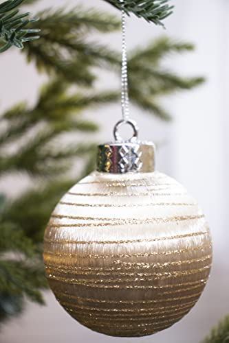 12Pcs 4” Silk Christmas Ball Decorations, Satin Christmas Tree Ornaments, Luxury Vintage Hanging Christmas Home Decor For Xmas Holiday Wedding Party Decoration (Champagne) #TOP6