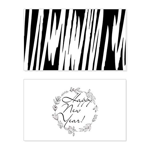 Tarjeta conmemorativa de año nuevo Brushwork, diseño artístico con líneas en relieve inglés