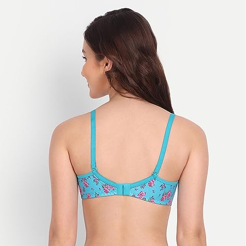 Image of Women Flower Printed Padded Bra - Made of Pure Cotton Full Coverage Non Wired Soft Cup for T-Shirt Saree Dress for Everyday
