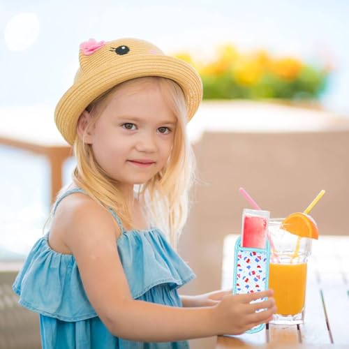 6 Stück Popsicle Halter Taschen, Ice Pop Neopren Anti Frosting Sleeves für Kinder, Wiederverwendbare Popsicle Halter Taschen Wassereis Tasche Frostschutzeis Pop Ärmel für Sommer Pool Party