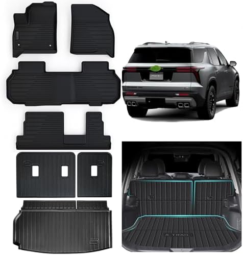 AltraVos Floor Mats for All-New 2024 2025 2026 Chevrolet Traverse 8 Seats-2 Row Bench Seat,TPE All Weather Protection Trunk Mat Covering Backrest Mat for Chevy Traverse