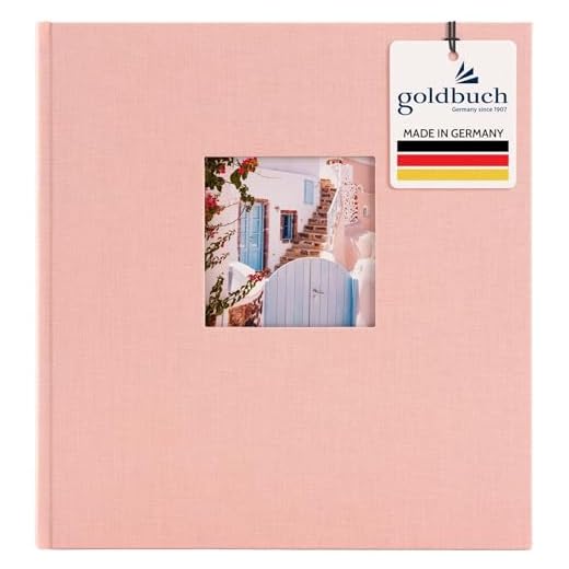 goldbuch 27 722 Bella Vista Fotoalbum mit Bildausschnitt Rosé, Erinnerungsalbum im Format 30 x 31 cm, Foto Album 60 weiße Seiten mit Pergamin-Trennblättern, Fotobuch mit Leineneinband, Babyrosa