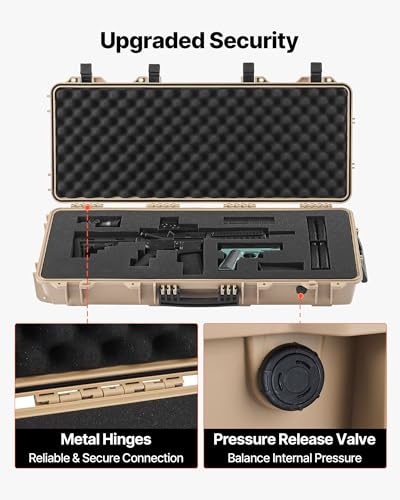 VEVOR Estuche Rígido para Armas Largas, PP, con Cerradura y Espuma Precortada, Enrollable, Resistente al Agua IP67, 978 x 420 x 173 mm, Color Caqui, para Viajar en Medios de Transporte Público - imagen 6