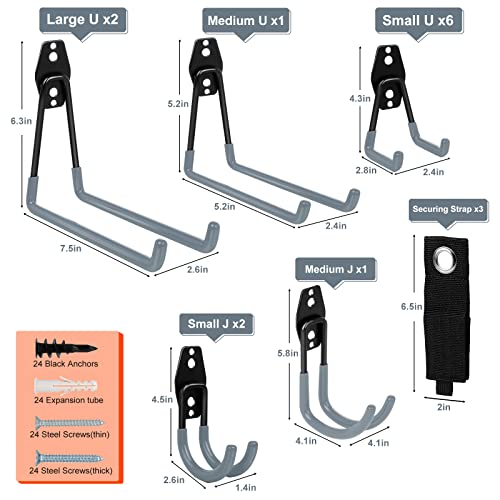 Bsrhome 15 Pack Garage Hooks Heavy Duty,Utility Steel Garage Storage Hooks,Wall Mount Garage Hanger&Organizer For Organizing Power Tools,Ladders,Bulk Items,Bikes,Ropes And More Equipment #TOP4