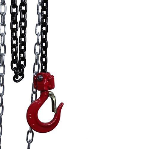 Image of IZOM Hand Chain Pulley Block 1 Ton Heavy Duty Hand Hoist Manual 3 meter Lifting, 80 Grade Load Chain Pulley Steel Construction for Lifting Good in Transport, Warehouse, Workshop Garages