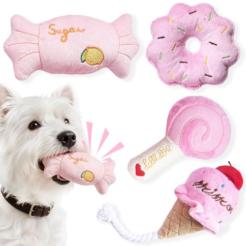 MOSYZEO Small Dog Toys Pink Dessert Set