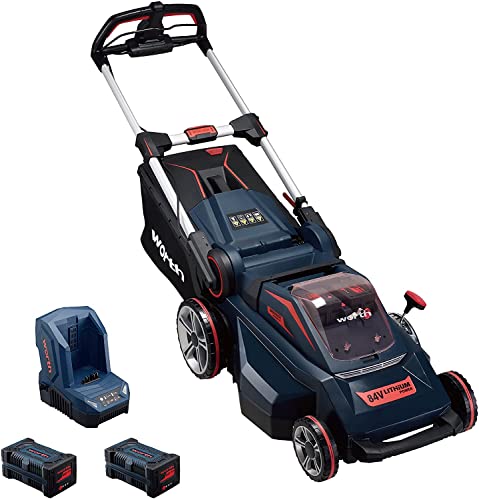 Worth PowerMax 84-Volt Lithium Battery Self-propelled Lawn Mower Cordless Brushless...