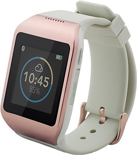 Versatile Bluetooth SmartWatch WiMe Wi-Watch M5 with Touchscreen, Bluetooth Sync, Pedometer, Water Resistance, Anti-Lost and Gift-Box Packaging (White+Gold)