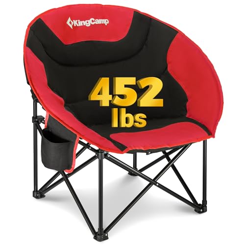 KingCamp Moonchair Camping Chair Foldable Up to 150 kg with Cup Holder, Extra Large, Foldable, Round, Adult, Extra Large, Sports, Festival, Lawn, Balcony