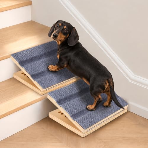 Adjustable Dog Ramp for Stairs, Non-Slip Pet Steps for Small Dogs (2 Pack)
