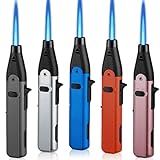 5 Stück Jetflame Feuerzeug, Stabfeuerzeug Gas Nachfüllbar mit Jet Flamme Winddichte Sturmfeuerzeug Sicherheitszünder 1300°C für Kerzen Camping Küche Tolle Geschenkidee für Männer (Ohne Gas)