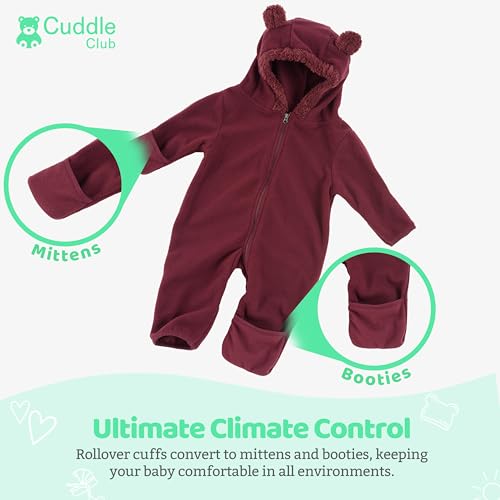 image for Cuddle Club Fleece Baby Bunting Bodysuit – Infant One Piece Kids Hoo