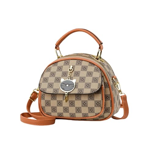Petit sac epaule multipoches rond pour femme crossbody kaki et jaune