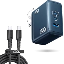 INIU USB C Charger Block, 100W GaN Fast Charging, 3-Port Compact Foldable Travel Charger with Type C Cable, Power Adapter for Mac Book Air Pro 15 14, iPhone 17 16 Pro Max Samsung S26 S24, Switch 2