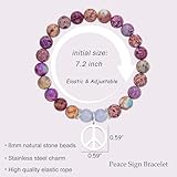 LINY Natural Stone Beaded Peace Bracelet Peace Sign Charm Bracelets for Women Peace Lover Gifts (Peace Sign Bracelet-Colorful)