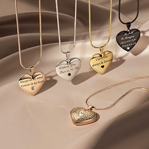 Fanery Sue Personalized Heart Locket Necklace That Holds Pictures, Customized Locket Necklace with Photos Inside, Silver Gold Memorial Jewelry Mothers Day Gifts for Women3