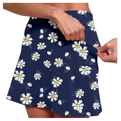 Lainuyoah Saias femininas plus size de cintura alta atléticas de golfe com shorts e bolsos estampado