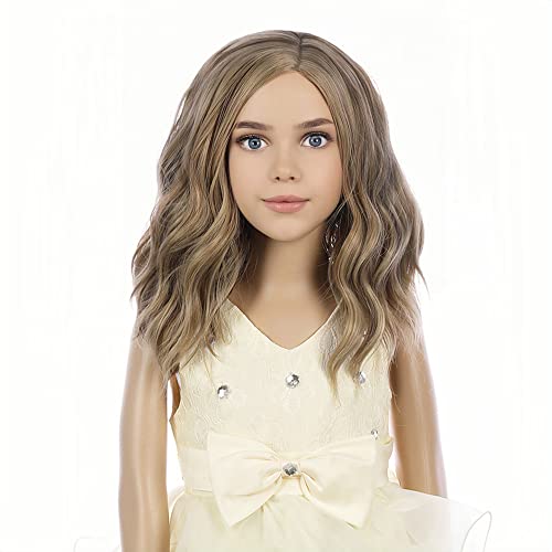 Pattnium Blonde Brown Wig Kids Short Curly Wig Mixed Brown Wig For Girls Cosplay Halloween Party Costume Heat Resistant Synthetic Hair Girls Wig (Brown Blonde) #TOP1