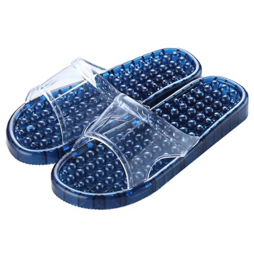 GHYUBYER Massage Slippers for Women Indoor，Shower Sandal Slippers with Drainage Holes Very Lightweight Indoor Outdoor Beach Slippers(Color:Blue,Size:43/45 EU)