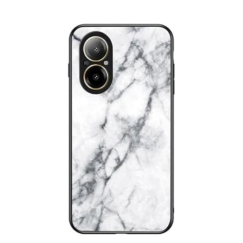 Rfvzubemok Compatible with Huawei nova 9 SE 4G Case,3 in 1 (PC Glass Back Panel+TPU Silicone) Anti-Drop Phone Case Cover White