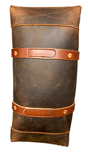 Buffalo Leather Tote Tool Bag For Hand Tools, Gardening, Outdoorsmen, Heavy Duty Premium Storage Leather Organizer (Crazy Horse Black) #TOP7