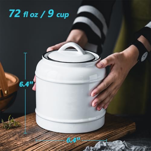 COCOYA 9cup/72oz Ceramic Jar for Dry Food Storage Containers, Airtight Cookie Jar with Lids, Porcelain Ceramic Canister for Kitchen Countertop Pantry Farmhouse Store Flour Sugar Bean Candy (White) by COCOYA - Image 2