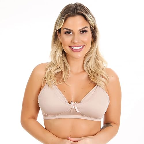 Kit 2 Sutiã Amamentação Reforçado Gestante Pós Parto Sem Bojo Lingerie Maternidade Abre Fácil Cor So
