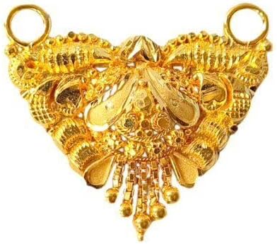 22K/18K Real Certified Fine Yellow Gold Carved Mangalsutra Pendant