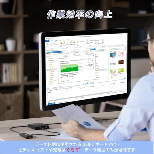 Qeefun USB C ハブ 5ポート usb 3.2 ハブ 電源付き 10Gbps高速データ転送 100W PD急速充電対応 120cmケーブル タイプc 増設 外付けHDD/SSD MacBook iMac Galaxy Dell Oculus Chromebook 対応