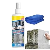 Lufaze Grabstein Reiniger | 100ml Steinpolierspray | Effizientes Spray Zur Moos Und Algenentfernung Für Granit, Marmo, Kalkstein, Für Friedhof,Außendenkmäler Im Außenbereich