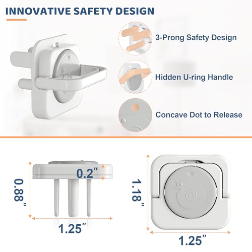 Baby Proofing Outlet Covers(45 Pack), Baby Proof Plug Covers with Hidden Pull Handle for Child Safety, Electric Socket Covers, Plug Protectors to Prevent Power Shock(Grey) - Thumbnail 7