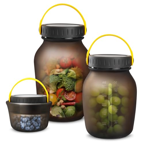 Silicone Food Storage Containers With Handle, Travel Food Sealed Jar Leak-Proof,Reusable for Picnic Hiking Cycling Sports Kitchen Outdoor Gym,BPA-Free for Microwave Oven Freezer Dishwasher Safe(Black)