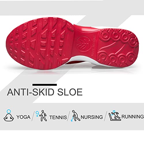 Raoendis Women's Walking Shoes Sock Sneakers - Lightweight Mesh Driving Casual Work Jogging Running Shoes Red 8 #TOP4