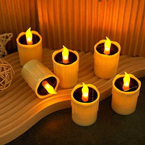Zhaofubao Solar Candlelight, Warm Yellow Flashing Light, Solar Charging Tea Wax Light, 6 Fire Wax Lights, Suitable For Weddings, Valentine's Day, Halloween, Christmas, Garden Decoration, Etc. #TOP4