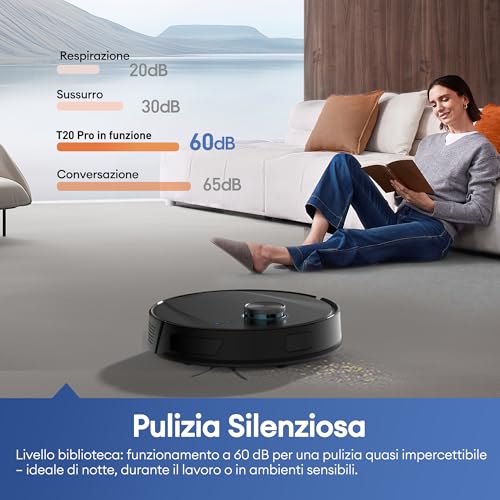 Ultenic T20Pro Robot Aspirapolvere Con Laser Lineare Evoluto, Autosvuotamento 10 Settimane, 10000Pa Con Boost Automatico Tappeti, Include Detersivo Mughetto, Mappatura Lidar, Controllo App/Alexa - 13
