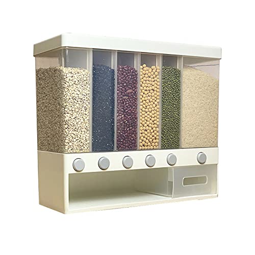 Generico Distributore di Cereali da Parete, Contenitore per Alimenti Secchi 6 in 1, Design A Pressione Anti-Perdita, Grande capacità 38x32,4x14,4 Cm, Ottimizzazione dello Spazio in Cucina