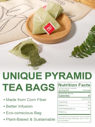 Image of TeeLux Matcha Green Tea Bags, Matcha + Sencha Green Tea Blend, 100 Count