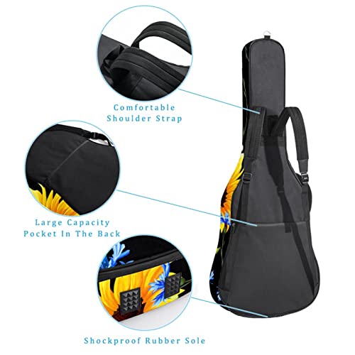 Sunflowers Camomille Housse de transport rembourrée imperméable Oxford pour guitare avec bandoulière réglable - Les Beatles, Paul McCartney, John Lennon, RIngo Starr, George Harrison Sunflowers Camomille Housse de transport rembourrée imperméable Oxford pour guitare avec bandoulière réglable – Image 4