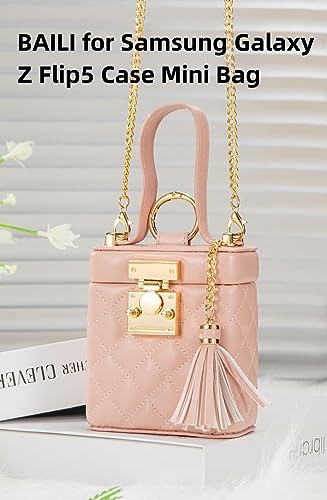 BAILI Mini bolsa para Samsung Galaxy Z Flip5, bolsa de uso duplo com estampa de diamante PU de luxo