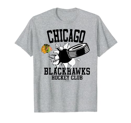 Chicago Blackhawks Puck Burst Gray Officially Licensed T-Shirt