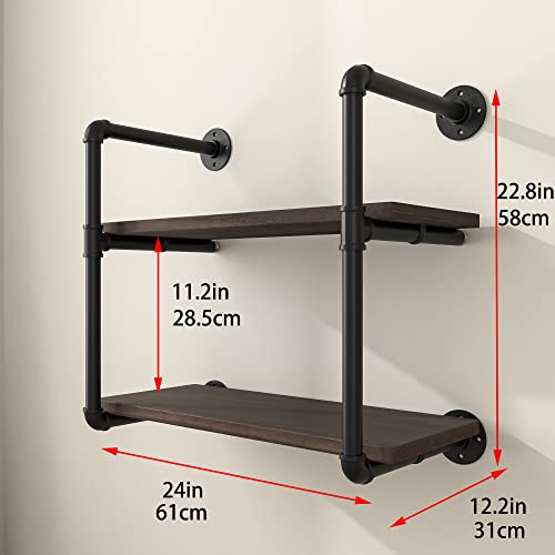Onotetut Industrial Pipe Shelving,Iron Pipe Shelf,Industrial Bathroom Shelves With Pipe Brackets,24 In Industrial Floating Shelves Pipe Wall Shelf,2 Tier Pipe Bookshelf Industrial Wall Shelves #TOP1