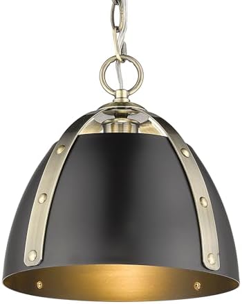 Golden Lighting- Aldrich Small Pendant Aged Brass with Matte Black Shade- Pendant Lights, Pendant Light, Pendant Lights Kitchen Island, Pendant Light Fixtures, Kitchen Island Lighting,