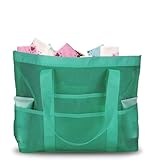OILPUS Large Mesh Beach Bag, Beach Tote Bags with 9 Pocket for Family (Green)