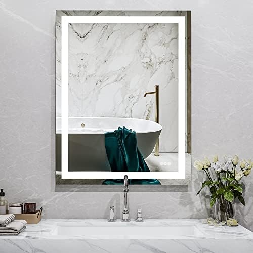 ANTEN 32 x 24 LED Mirror for Bathroom, LED Vanity Mirror, Adjustable 3 Color, Dimmable Vanity Mirror with Lights, Anti-Fog, Touch Control Wall Mounted Bathroom Mirror, Horizontal & Vertical