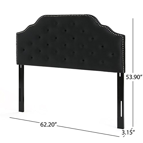 Christopher Knight Home 303588 Silas Velvet Headboard, Queen / Full, Black / Black